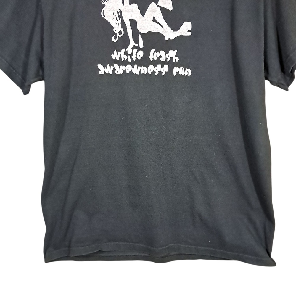 Y2k Vintage Mudclap Girl Mens XL Black Skull Damage‎ Inc White Trash Awareness - Picture 3 of 11
